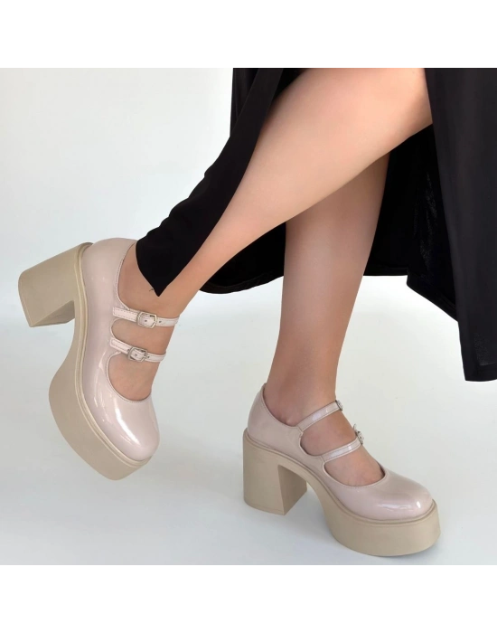 Jarlo Bej Rugan Dolgu Topuk Ayakkabı