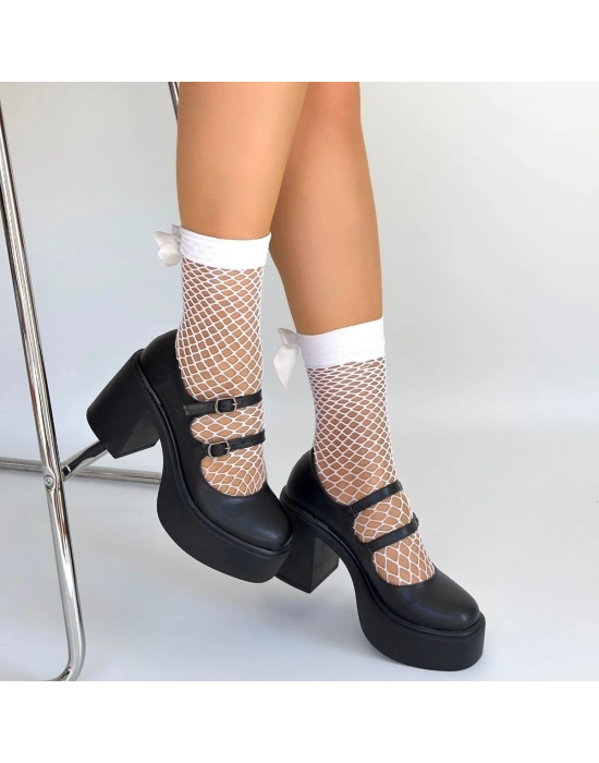 Jarlo Siyah Cilt Dolgu Topuk Ayakkabı