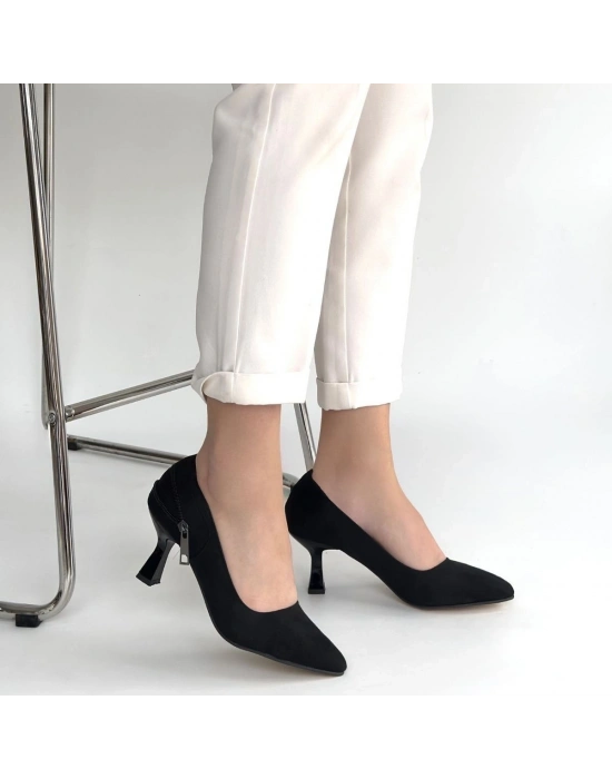 Jedi Siyah Süet Topuklu Ayakkabı