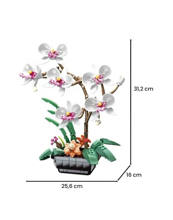 ® JK29012 JAKİ BEYAZ ORKİDE SAKSIDA 581 PARÇA BLOCK OYUNCAK