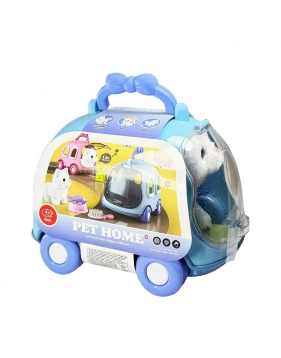 JND-6801 Taşıma Araba Çantalı Hareketli Pilli Kedi Set -Vardem Oyuncak
