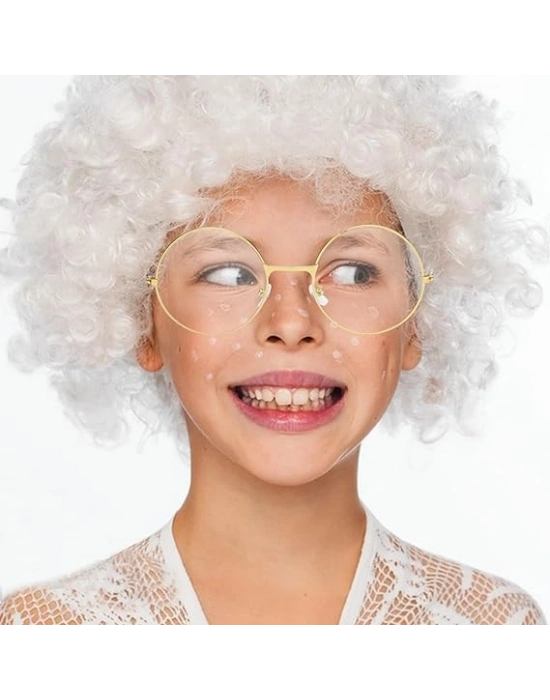 John Lennon Tarzı Gold Çerçeveli Şeffaf Gözlük