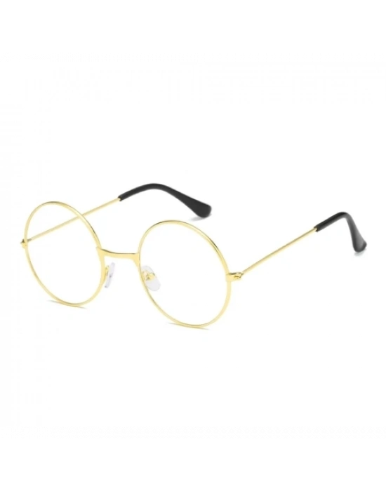 John Lennon Tarzı Gold Çerçeveli Şeffaf Gözlük