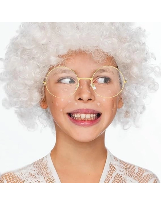 John Lennon Tarzı Gold Çerçeveli Şeffaf Gözlük