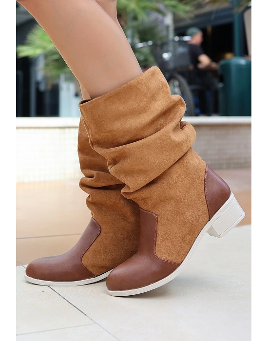 Jolin Taba Cilt Süet Detaylı Çizme