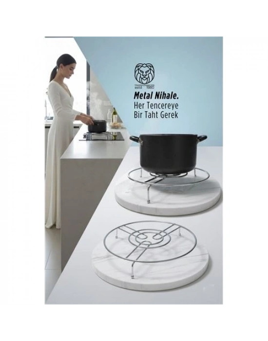 ® Juliette Serisi Krom Metal Nihale - 19 cm Isıya Dayanıklı Lüks Tencere Altlığı