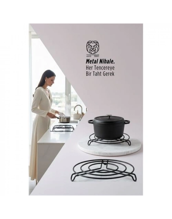 ® Juliette Serisi Siyah Metal Nihale - 20 cm Isıya Dayanıklı Lüks Tencere Altlığı