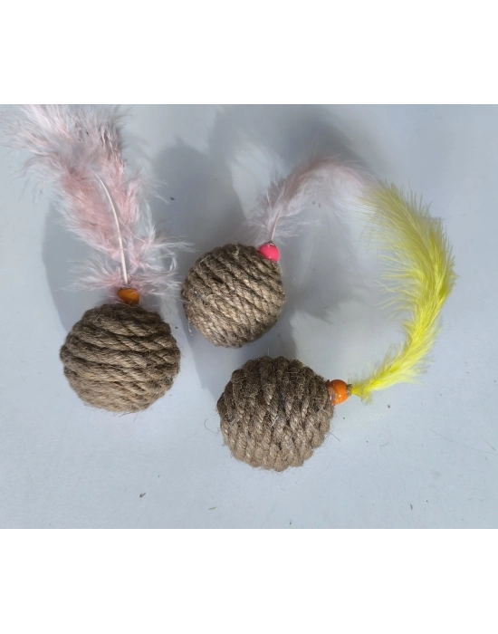 Jut Halat Örgü Kedi Oyun Topu 5 cm