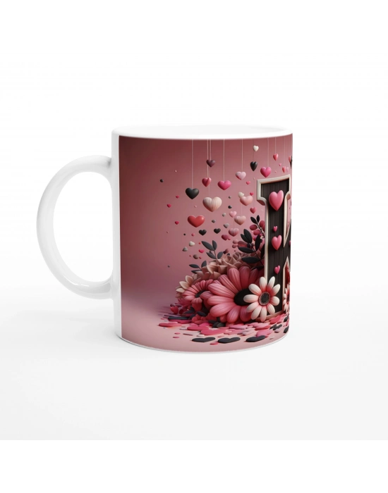 K Harfi Estetik Çizgili Harfli Kupa Bardak