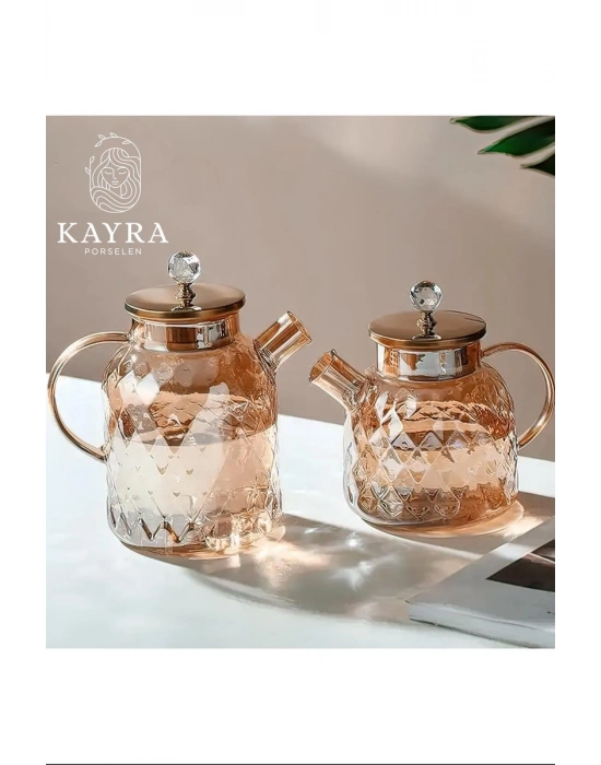 Kabartmalı Borosilikat Cam Demlik 1000ml Royaleks-CM-2006