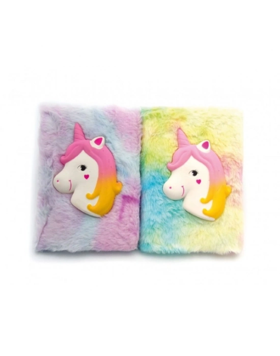 Kabartmalı Unicorn Tasarımlı Peluş Hatıra Defteri