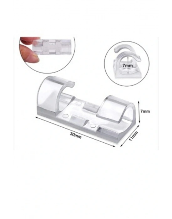 Kablo Sabitleyici Klipsler 20 Adet Kablo Düzenleyici Duvar Fayans Cam Kablo Tutucu Yapışkanlı Klips