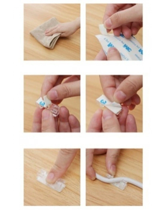 Kablo Sabitleyici Klipsler 20 Adet Kablo Düzenleyici Duvar Fayans Cam Kablo Tutucu Yapışkanlı Klips