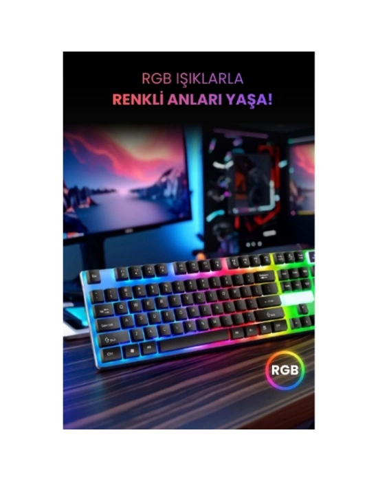 Kablolu Işıklı Gaming Standart Türkçe Q Klavye Ve Mouse Seti