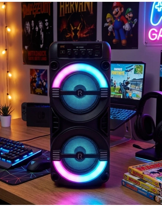 Kablosuz Bluetooth Hoparlör LED Işıklı USB ve TF Kart Destekli