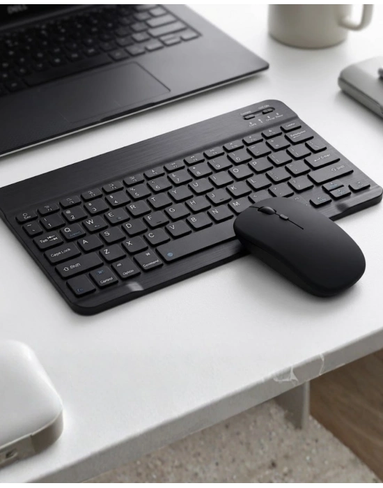 Kablosuz Bluetooth Klavye Mouse Seti Wireless Sessiz İnce Tasarım Çoklu Uyumlu