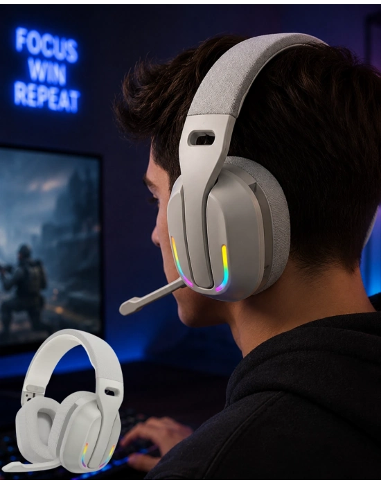 Kablosuz Bluetooth Kulaklık RGB Işıklı Mikrofonlu Stereo Kulaküstü Kulaklık