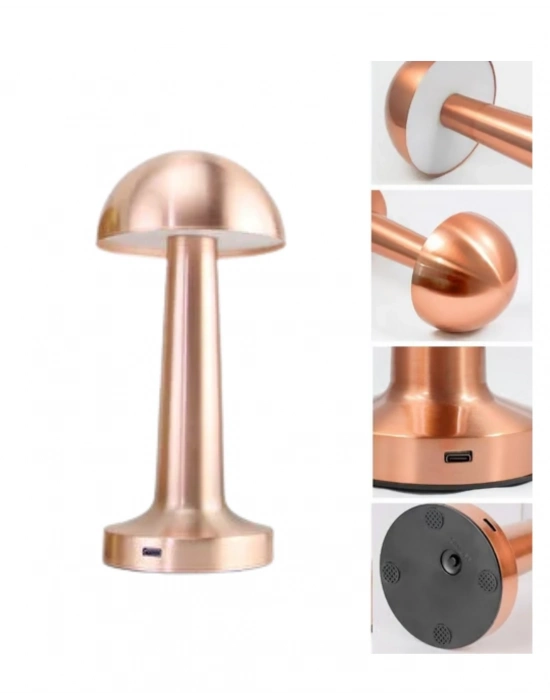 ® Kablosuz Dokunmatik Masa Lambası 3 Işık Modlu USB Şarjlı Bronz