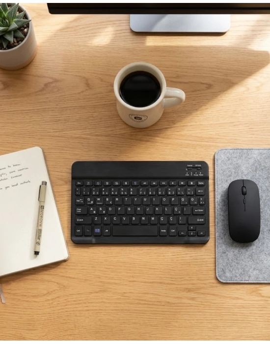 Kablosuz Klavye ve Mouse Kombosu Bluetooth Uyumlu Sessiz Set