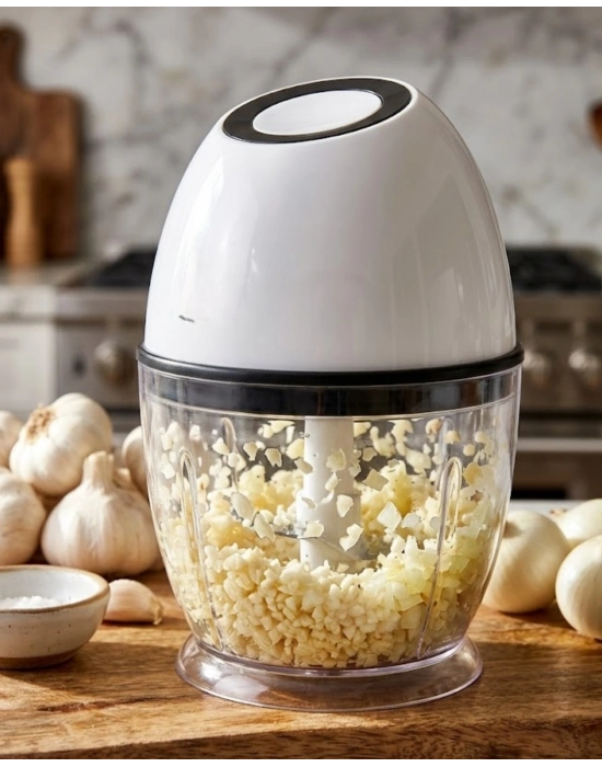 Kablosuz Mini Doğrayıcı 450 ML Şarjlı Sebze Doğrayıcı Paslanmaz Çelik Bıçaklı