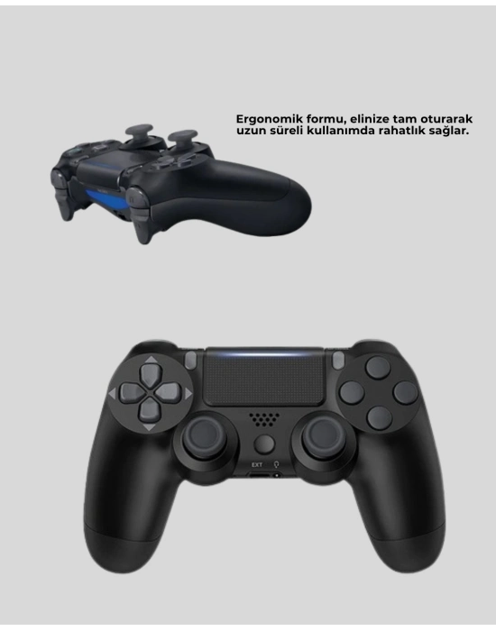 Kablosuz PS4 Oyun Kolu Çift Motor Titreşimli Uzun Bataryalı