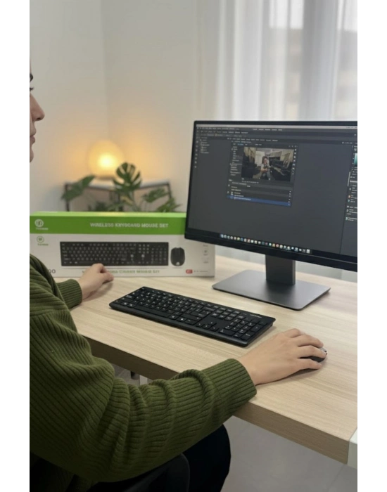 ®  Kablosuz Q Klavye Mouse Seti Rahat Yazım, Sessiz Tuşlar, Ofis ve Ev Kullanımına Uygun Set YK7100