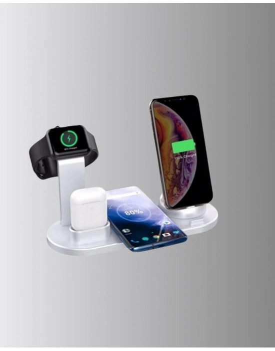 Kablosuz Şarj İstasyonu 4’ü 1 Arada iPhone Watch ve AirPods Uyumlu