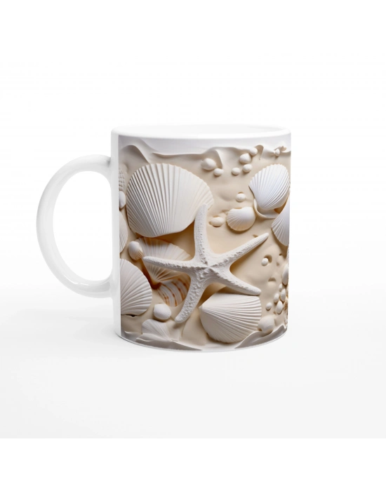 Kabuklar ve Yıldızlarla Bezenmiş Su Altı Temalı Kupa Bardak