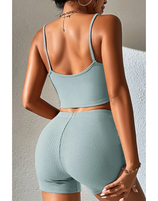 Kadın Açık Mavi Şortlu Kaşkorse Gecelik Takım
