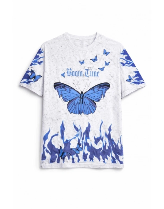 Kadın Asit Yıkamalı Oversize Tişört - Beyaz