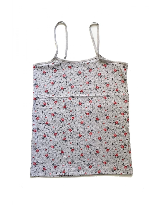 Kadın Askılı Desenli Atlet Dantelli Empirme Pamuklu Penye D2