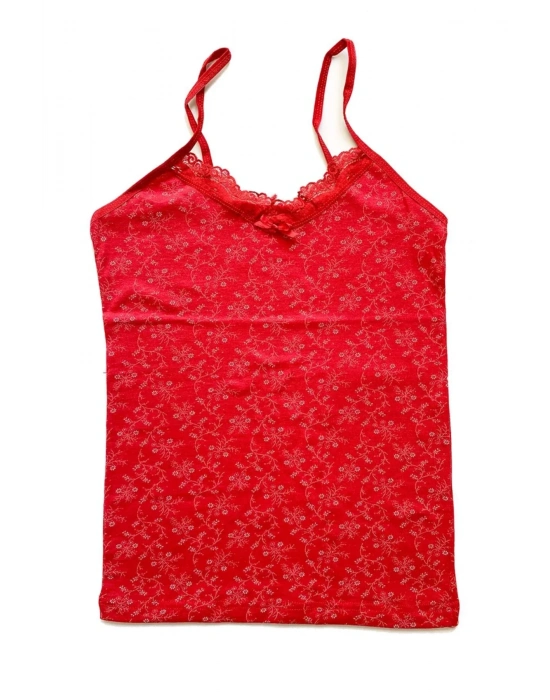 Kadın Askılı Desenli Atlet Dantelli Empirme Pamuklu Penye D9