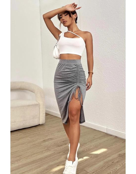 Kadın Beyaz Tek Omuzlu Çapraz Askılı Crop Top Büstiyer