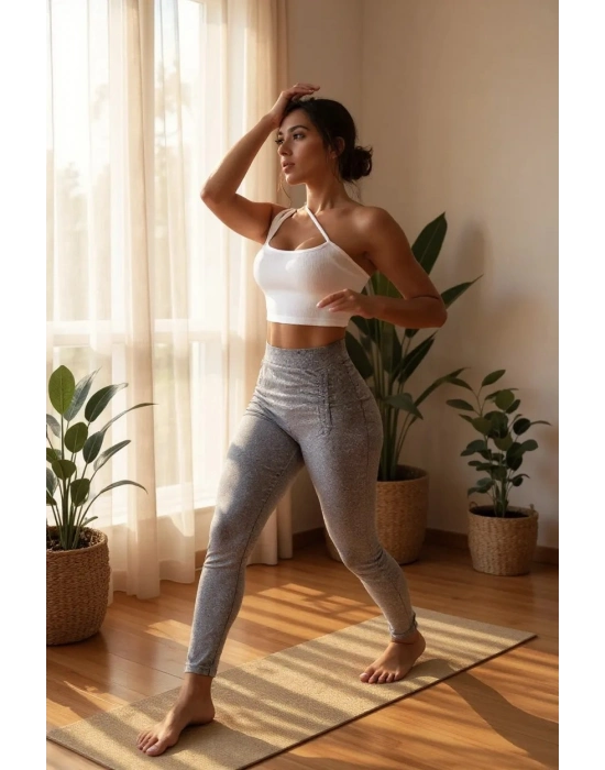 Kadın Beyaz Tek Omuzlu Çapraz Askılı Crop Top Büstiyer