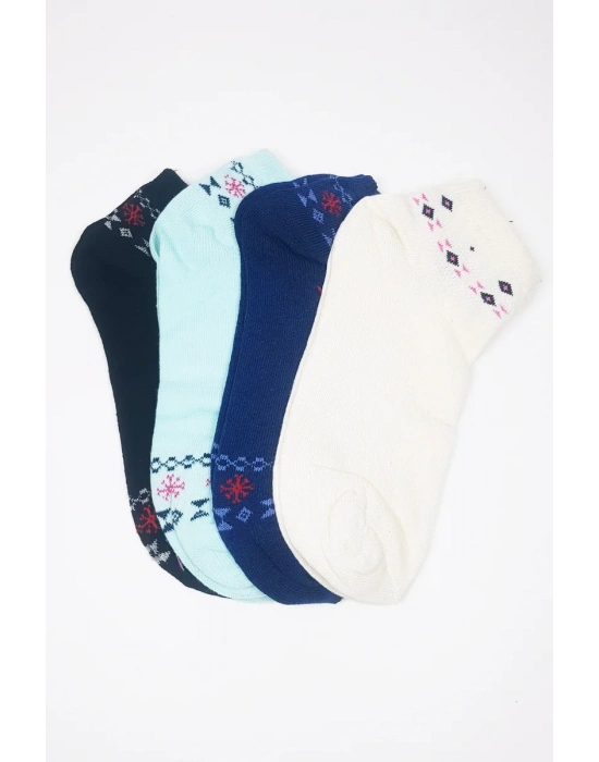 Kadın Bilek Çorap Yazlık Pamuklu Yumuşak Düz Renk 4 Çift
