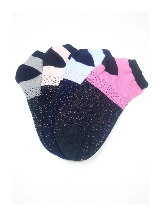 Kadın Bilek Çorap Yazlık Pamuklu Yumuşak Nokta Desen 4 Çift