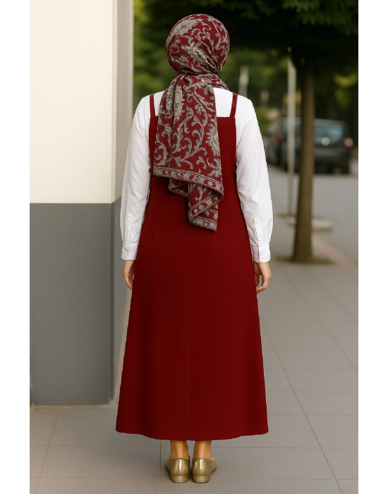 Kadın Bordo Basic Ayarlanabilir Askılı Jile Elbise – Şık, Rahat ve 4 Mevsim Kullanıma Uygun