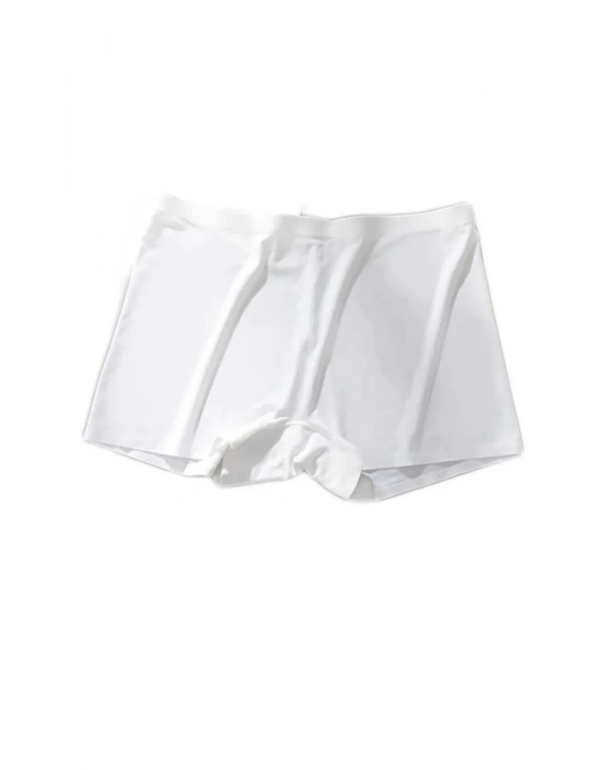 Kadın Dikişsiz Görünmez İz Yapmaz Mini Şort Boxer Beyaz