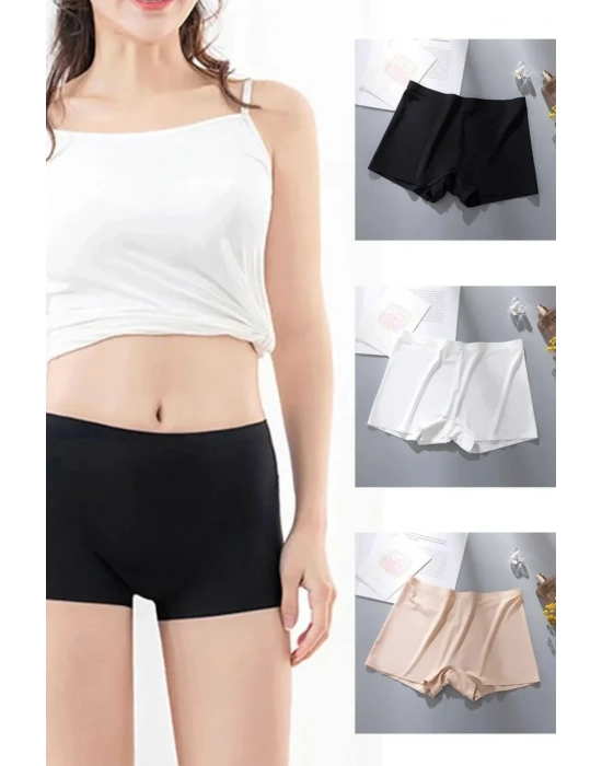 Kadın Dikişsiz Görünmez İz Yapmaz Mini Şort Boxer Beyaz