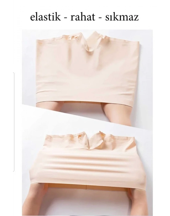 Kadın Dikişsiz Görünmez İz Yapmaz Mini Şort Boxer Ten