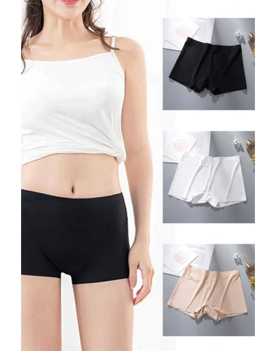 Kadın Dikişsiz Görünmez İz Yapmaz Mini Şort Boxer Ten