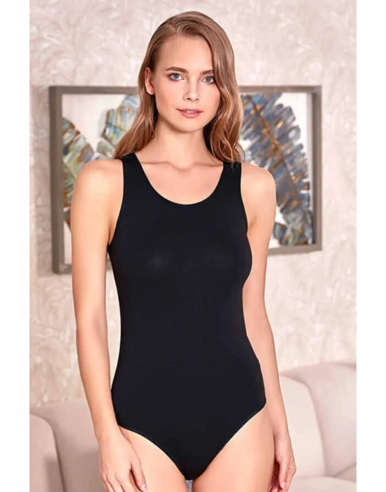 Kadın Geniş Askılı Çıtçıtlı Kancalı Body Siyah 2084B