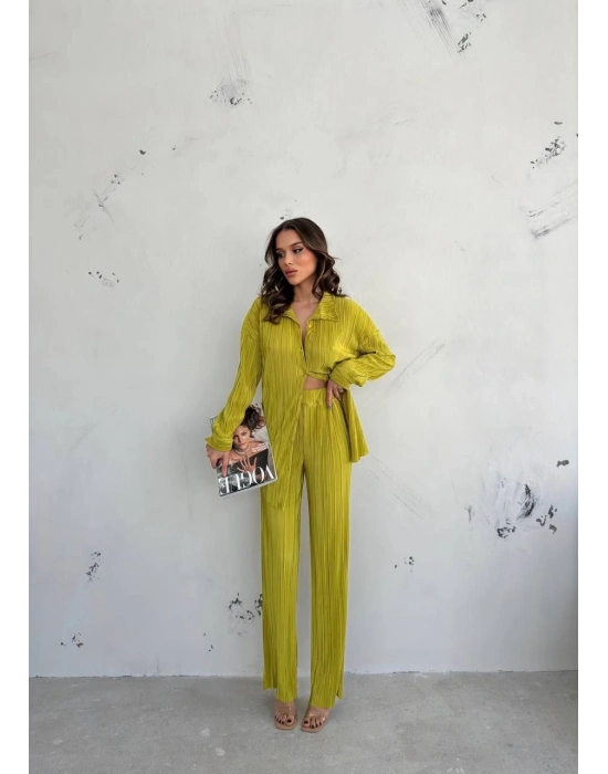 Kadın Gömlek Ve Pantolon Takım - Açık Yeşil