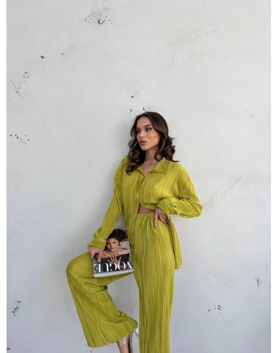 Kadın Gömlek Ve Pantolon Takım - Açık Yeşil