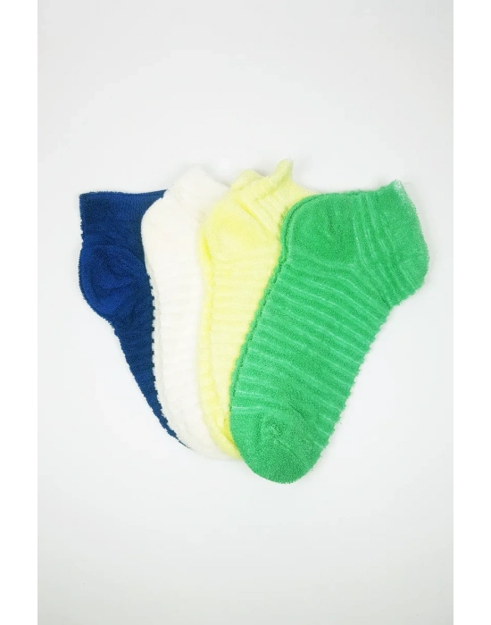 Kadın Havlu Patik Bilek Çorap Ev Çorabı 4 Çift