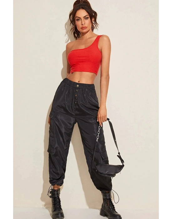 Kadın Kırmızı Tek Omuz Crop Büstiyer – Modern ve Şık Tasarım