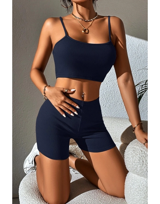 Kadın Lacivert Şortlu Kaşkorse Gecelik Takım