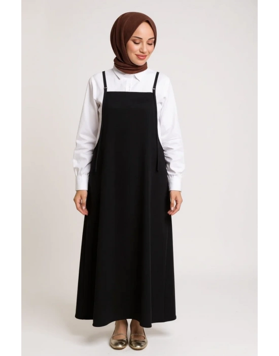 Kadın Siyah Basic Ayarlanabilir Askılı Jile Elbise – Şık, Rahat ve 4 Mevsim Kullanıma Uygun