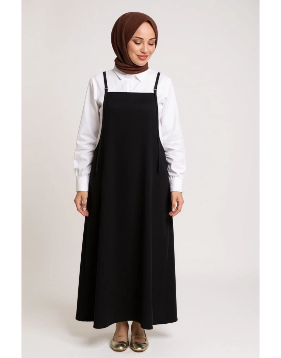Kadın Siyah Basic Ayarlanabilir Askılı Jile Elbise – Şık, Rahat ve 4 Mevsim Kullanıma Uygun