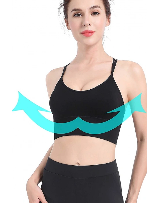 Kadın Siyah Çarpraz İpli Spor Büstiyer – Modern ve Şık Tasarım